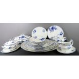 A Victorian Scottish part blue and white dinner service.