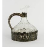A 19th century etched glass decanter/jug, set in a German silver case by Wienrank & Schmidt Hanau of