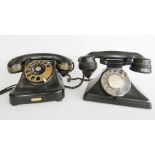 A pair of vintage telephones.