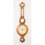 A 19th century oak cased wheel barometer, 90cm high.