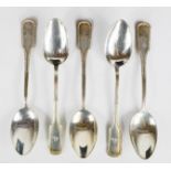 Five German silver spoons by Carl Becker, marked 800 grade, engraved with initial W, 7.03toz.