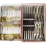 A German silver canteen of cutlery, marked 800 grade, engraved with the letter W, to include