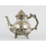 A silver tea pot, bearing German National Mark, 800 grade, Schauffer Dresden Mark, 18.98 toz.