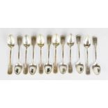A set of twelve German silver tea spoons by Carl Becker marked 800 grade and engraved with the