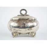 A silver caddy, with gilt lined interior, 750 grade, 10.44toz.