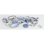 A quantity of blue and white ceramics, to include a miniature Victorian platter, a Chinese ginger