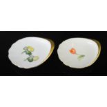 A pair of Denmark Bing and Grondahl dishes, numbered 200, hand painted with flowers.