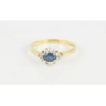 An 18ct gold, ceylon sapphire and diamond ring, 3.4g.