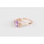 A 9ct rose gold, diamond and pink tanzanite ring, brilliant cut, 0.21ct, colour D, clarity VS,