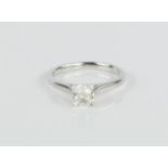 An 18ct white gold and diamond solitaire ring, approx 1ct diamond, 3.6g.