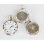 Three silver cased 19th century pocket watches, one by Alfr Grunneberg Frederiksstan with a