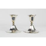 A pair of Sheffield silver candlesticks, with weighted bases, 9cm high.