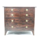 A 19th century mahogany serpentine chest of drawers, with secretaire drawer, with filt brass hoop