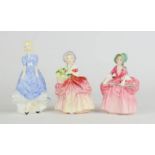Two Royal Doulton figures; Cissie HN1809, and Bo Peep HN1811, and a Royal Worcester Coquette 16cm