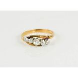 An 18ct gold and platinum Victorian cut diamond ring, five diamonds, 4.3g.