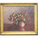 S Atkinson, still life of flowers in a vase, oil on canvas, 49 by 61cm.