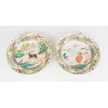 A rare pair of Japanese 19th century enamelled dishes, one painted to depict a group of shells,