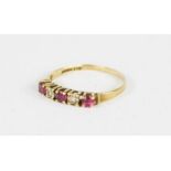 A 9ct gold, diamond and pink topaz ring, size N/O.