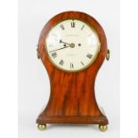 J.H. Nicholas, Daventry bracket clock, mahogany case, Roman numeral dial, brass handles and ball