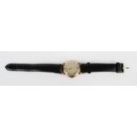 A 9ct gold Helvetica gentleman's wristwatch, with black leather strap.