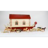 A 1919 model Noah's Ark, hand painted, together with printed poem inside lid, and twenty three