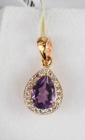A 9ct rose gold, diamond and pink tanzanite pendant, 1g, together with GIE certificate.