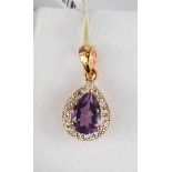 A 9ct rose gold, diamond and pink tanzanite pendant, 1g, together with GIE certificate.