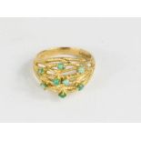 A 9ct gold and turquoise set ring, N/O, 3.9g.