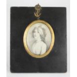 A 19th century miniature portrait print, Mrs Weston.