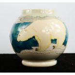 A Moorcroft Trial Polar Bear vase, 17cm high, together with paperwork provenance; purchased from the