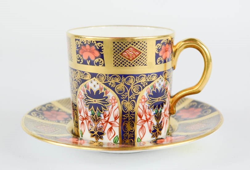 A Royal Crown Derby coffee can and saucer.