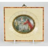 An Italian miniature group, in a bone frame.