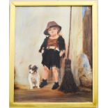 A E Sarjeant, boy and puppy, oil on canvas, 51 by 42cm.