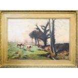 R.M. Smith (19th century): Cattle in Landscape, oil on canvas, signed lower left.