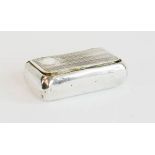 A white metal 19th century snuff box, with engraved decoration.