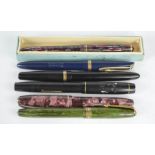 A quantity of various fountain pens.