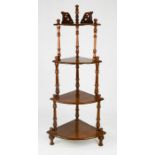 A 19th century mahogany corner wot not, 146 by 61 by 45cm.