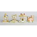 Three Coalport bone china pastille burners: 'The Summer House', 'Thatched Cottage', and 'Jyrolean