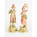 Royal Dux Bohemia musical figures, 26cm each high.