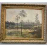 A 19th century oil on board, woodland, detailed in red,18 Aug '89, label verso; German inscription