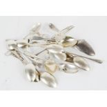 A selection of silver tea spoons, various style, 7.83toz.