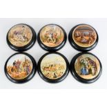 A group of six 19th century Prattware pot lids: In the Room in Which Shakespeare Was Born, The