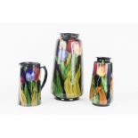 Three examples of Royal Stanley, C & Co.; two vases and one jug, all in the tulip pattern.