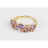 A 9ct gold and amethyst ring, size O, 3g.