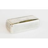 A white metal 19th century snuff box, with engraved decoration.