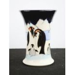 A Moorcroft Family On Ice pattern vase, by Nicholas Slaney, printed anchor. 15½ cm high.