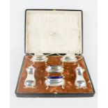 A silver cruet set, by Walker & Hall, in original presentation box, 12.19toz.