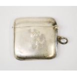 A silver vesta case initialled CJ Newton, 1914-19.