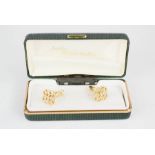 A pair of gold plated cufflinks in box by Keith Dolby of Sleaford.