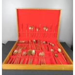 A canteen of gold plated cutlery.